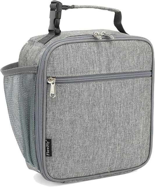 FlowFly Kids Lunch box Insulated Soft Bag Mini Cooler Back to School Thermal Meal Tote Kit for Girls, Boys(Heather Grey)