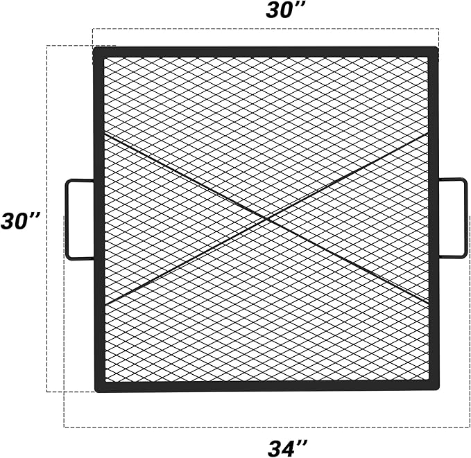 only fire X-Marks Square Fire Pit Cooking Grate, 30-Inch