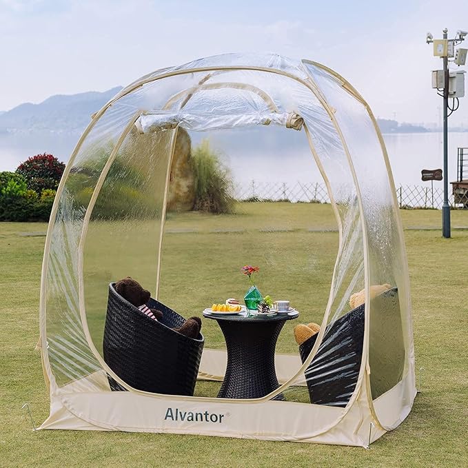 Alvantor Pop Up Bubble Tent - Large Oversize Weather Proof Pod - Cold Protection Camping Tent - Winter Tent Beige