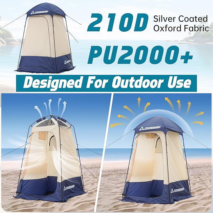 Camping Shower Tent - Outdoor Privacy Tent with Solar Shower Bag - 84.6" H*60" W Privacy Shelter for Outdoor Bathroom, Changing Room & Fishing, UV Resistant&Waterproof Camping Bathroom