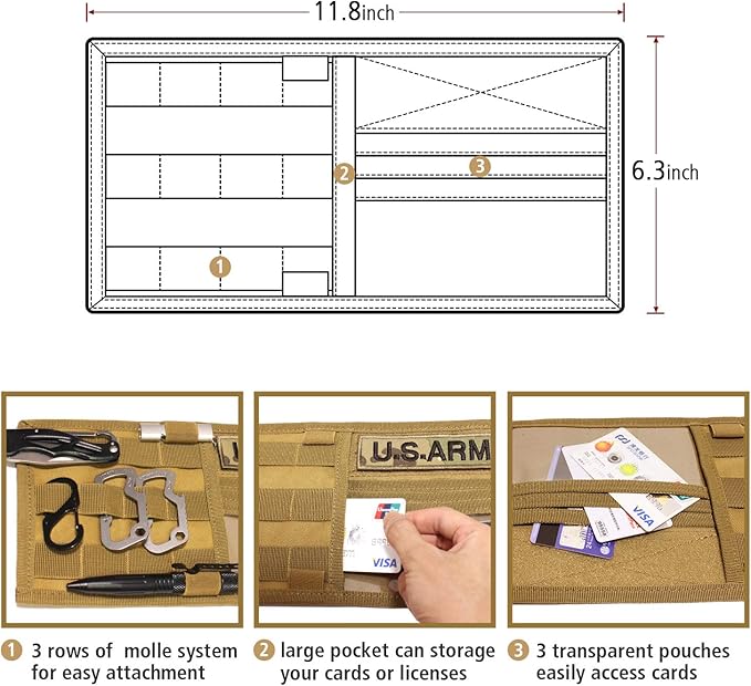 WYNEX Molle Visor Panel Organizer, Tactical Car Sun Visor Cover Molle Webbing Compatible Vehicle Visor Storage Holder Pouch