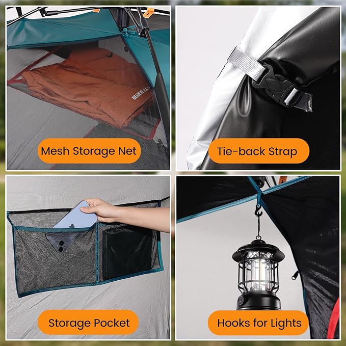 Camping Tent 2 Person, Waterproof & Blackout Double Layer Pop Up Outdoor Tent for Park, Picnic, Travel, Portable and Easy Setup, Slate Grey
