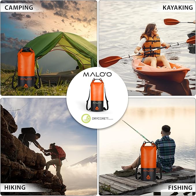 Malo’o 30L Heavy Duty 100% Waterproof Roll-Top Dry Bag Backpack – Keeps Gear Dry for Fishing, Rafting, Kayaking, Beach, Boating, Hiking, and Camping - Travel Safe - Easy To Use Dry Bag Backpack