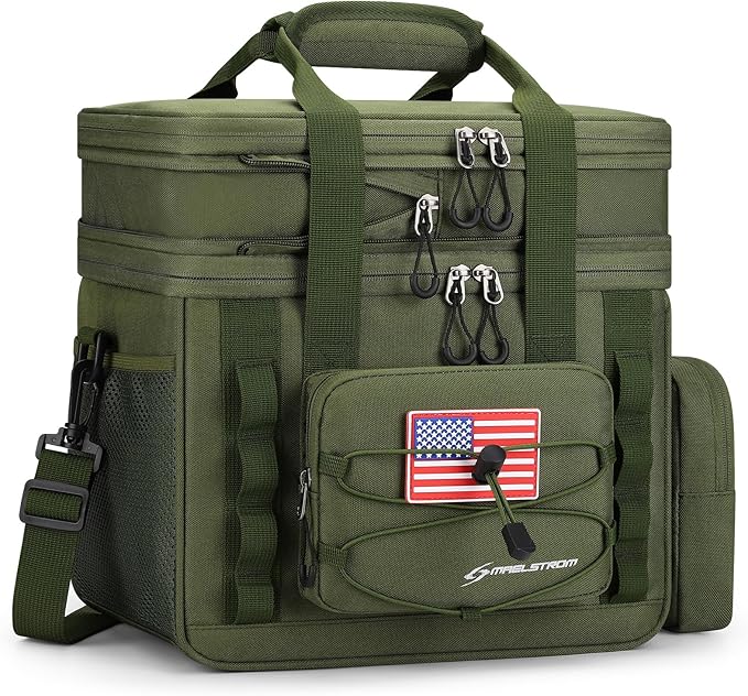 Maelstrom Tactical Lunch Box, 23 L Insulated Lunch Bag for Men, Expandable Double Deck Lunch Cooler Bag,Large Leakproof Soft Lunch Tote with Detachable MOLLE Bags, for Adult Women Work,Picnic