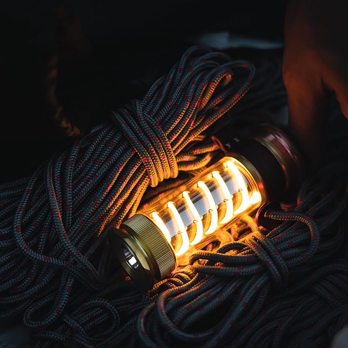 Barebones Edison Light Stick – Brass, USB Rechargeable LED Lantern and Flashlight with 7 Modes, 40+ Hour Run Time, Camping Essentials with Magnetic Base