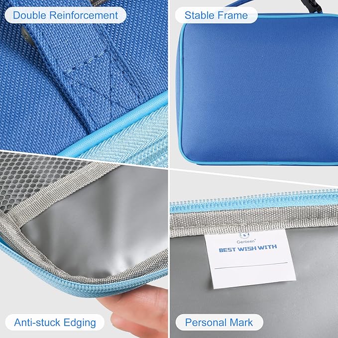 Genteen Lunch Box Kids,Insulated Lunch Bag Kids Boys Girls,Soft Bag Small Cooler Back to School Thermal Meal Tote Kit Lunch Box for School,Work,Outdoor (Blue)