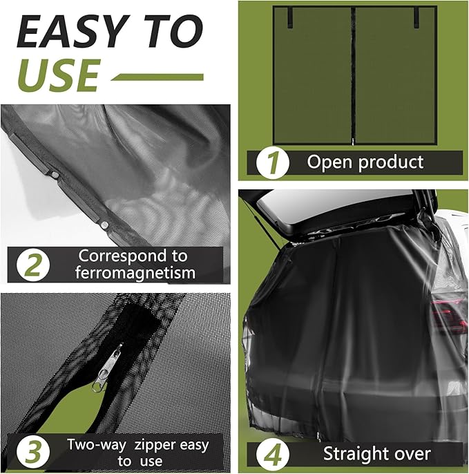 Yahenda 5 Pcs Car Camping Tailgate and Window Shades Set Car Camping Net Screen for Windows Stretchy Front Rear Sun Shade Breathable Stretch Window Screen for Privacy Mosquito(L)