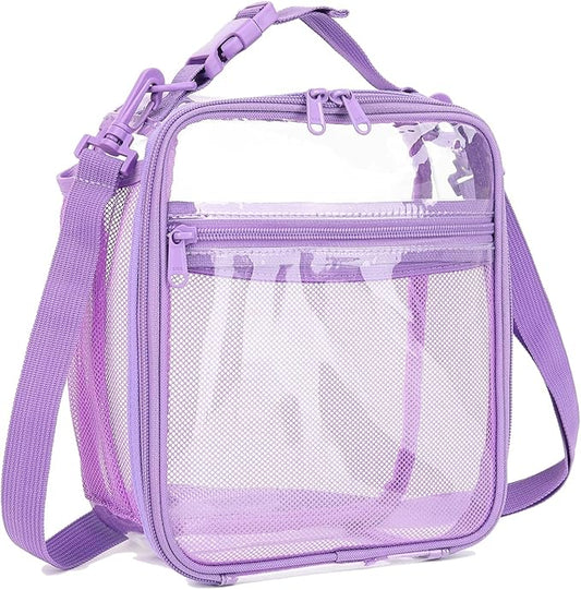 FlowFly Kids Lunch box Insulated Soft Bag Mini Cooler Back to School Thermal Meal Tote Kit for Girls, Boys, PurpleClear