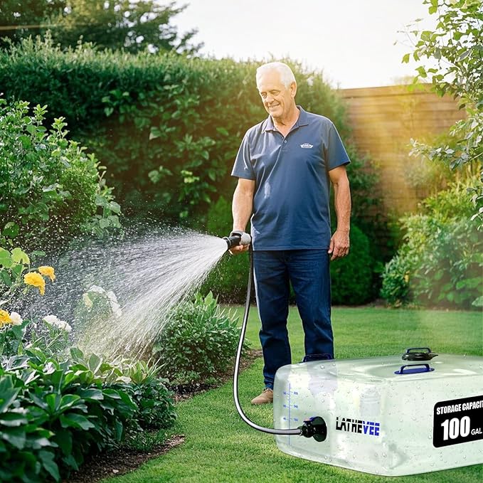 Water Storage Bladder, 25/50/100 Gallon Portable Water Tank, Transparent and Foldable with 4 Types of Interface Accessories, Suitable for Gardens, Emergency Situations, Camping, Etc.