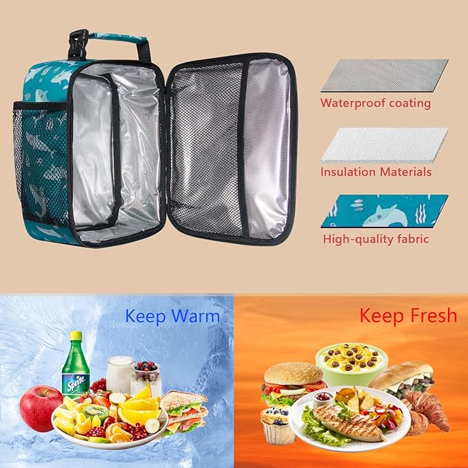 Hap Tim Lunch Box, Insulated Lunch Bag, Reusable Lunchbox Cooler Bag Shark (18654-SK)