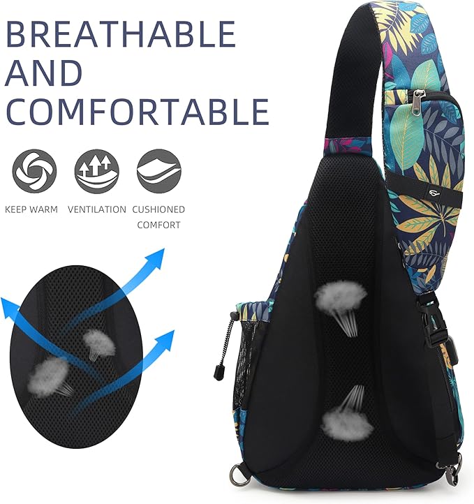 Water-Proof Sling bag/Crossbody Backpack/Shoulder Bag with USB Charging Port for Travel, Hiking, Cycling, Camping