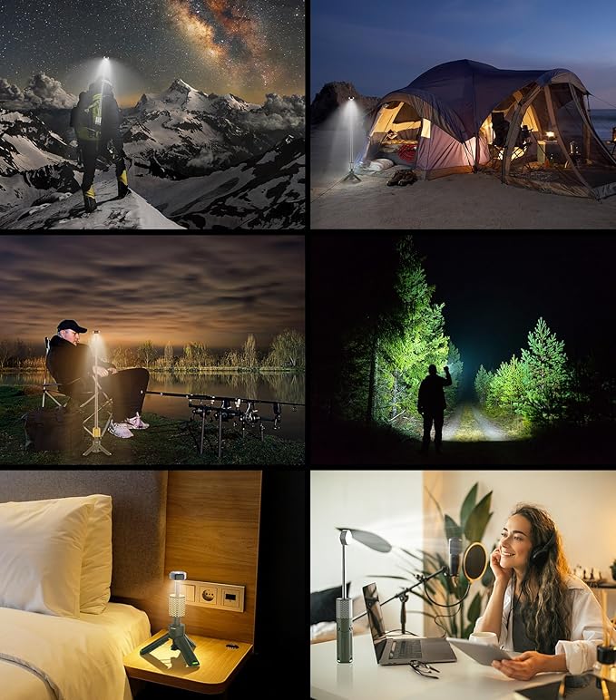 Camping Light Telescopic Camper Lantern Rechargeable 10500mAh Battery Built-in Magnetic Camp Lamp for Emergency, Camping, Hiking (Army Green)