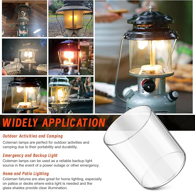 Glass Globe for Fueled Lanterns Replacement for Coleman Lantern Glass Globe, Globe for Coleman Lantern Fit for Camping Compatible with Coleman Model 288, NOT Including Propane Lantern Mantles, 1 PCS