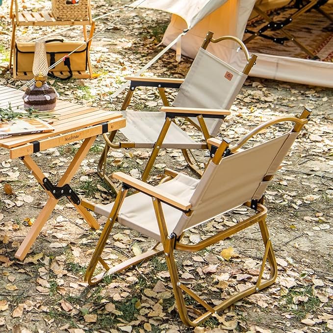 Naturehike Camping Chair, Foldable Chair for Outdoor Garden, Large Khaki