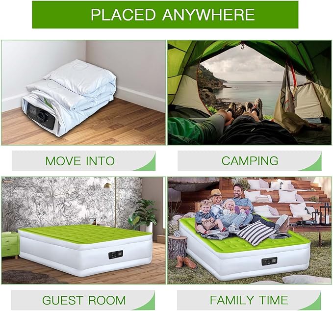 YENING Queen Size Air Mattress with Built in Pump Raised Inflatable Bed Heavy Duty Blow up Matressith Airbed 18 Inch Tall