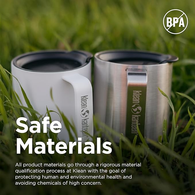 Klean Kanteen Camp Mug - Insulated Travel Mug Made from Stainless Steel - Dishwasher-Safe Coffee Mug - BPA-Free - Matte White, 12 oz