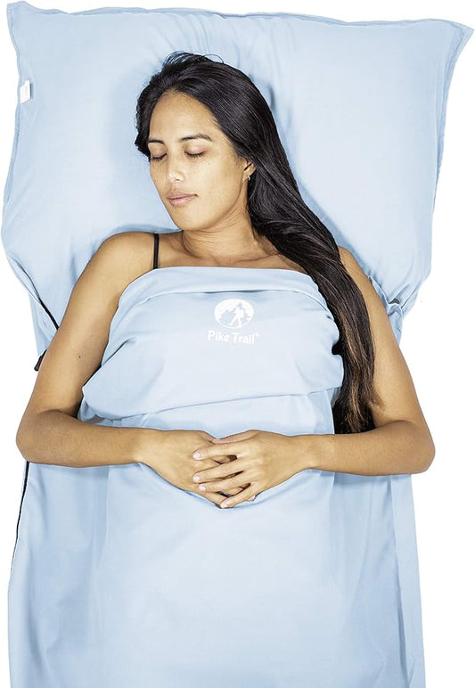 Pike Trail Sleeping Bag Liner – Travel and Camping Sheet, Lightweight and Compact Insert with Full Length Zipper and Guarantee