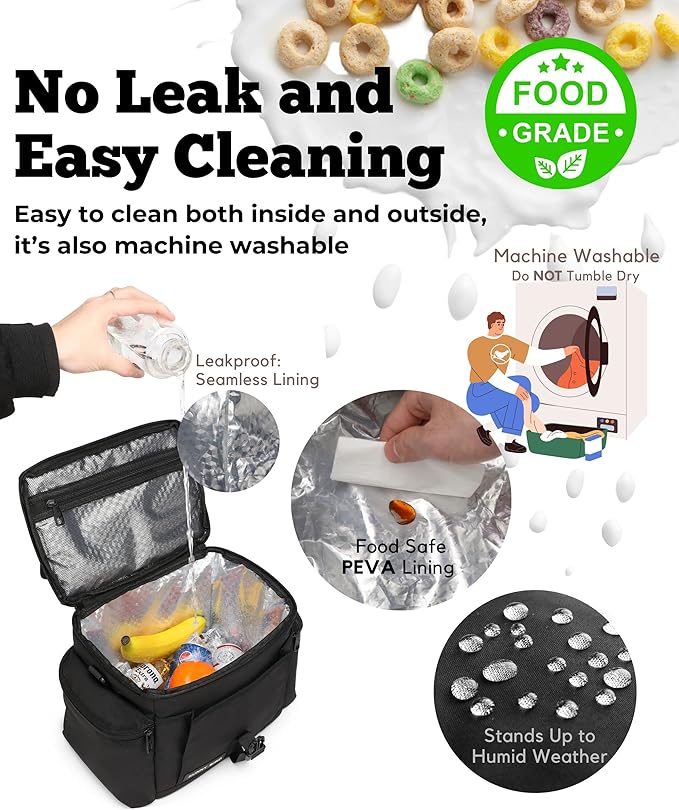 SUNNY BIRD Insulated Lunch Bag Tactical Lunch Box Cooler for Men and Women (Black)