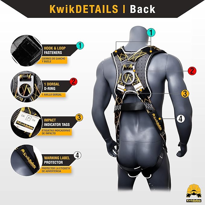 KwikSafety - TORNADO DiamondBACK Full Body Harness [1 D-RING] Premium Safety Harness Fall Protection Kit ANSI OSHA