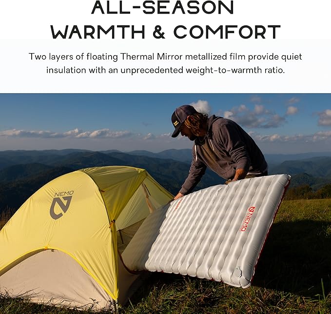 NEMO Equipment Tensor All-Season Ultralight Insulated Sleeping Pad - Regular Wide (72"x25") - Blade / Spicy Orange