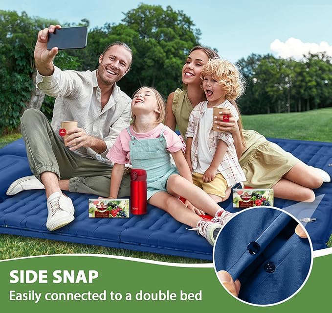 Super Thick Camping Sleeping Pads 76.7 x 26 x 5 Inflatable Sleeping Mat with Pillow Built-in Pump,Ultralight & Portable Backpacking Sleeping Pad with Carry Bag for Camping Hiking,Blue