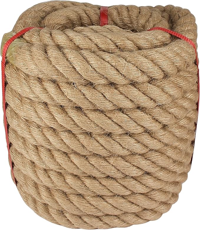 Twisted Manila Rope 1.5 in x 50 feet Natural Hemp Rope for Docks Railing Nautical Landscaping Crafts Tug of War Marine Tie-Downs Hammock Home Decorating