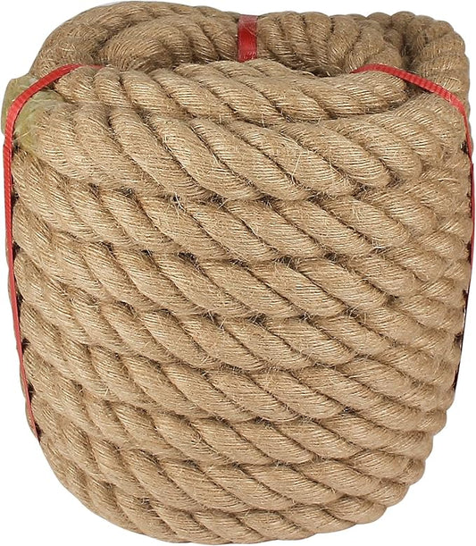 Twisted Manila Rope 1.5 in x 50 feet Natural Hemp Rope for Docks Railing Nautical Landscaping Crafts Tug of War Marine Tie-Downs Hammock Home Decorating