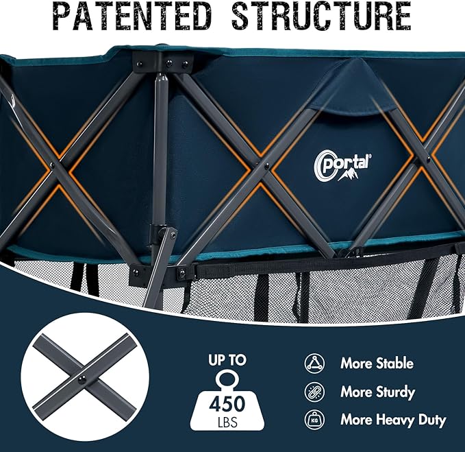 PORTAL Collapsible Double Decker Folding Wagon, Beach Cart with Tailgate, Big Wheels, 450LB Heavy Duty 14 FT Foldable Wagon for Camping, Sports, Garden, Shopping