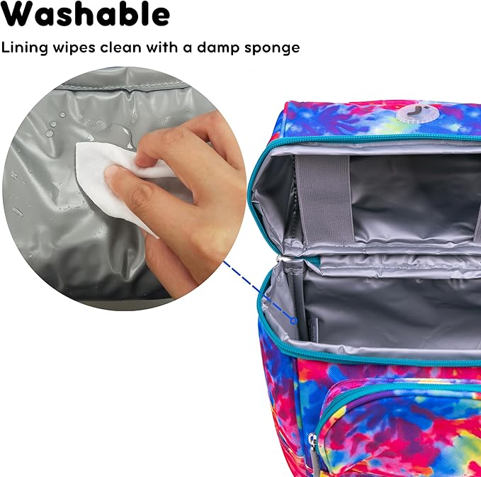 J World Corey Kids Lunch Bag. Insulated Lunch-Box for Boys Girls, Tie Dye
