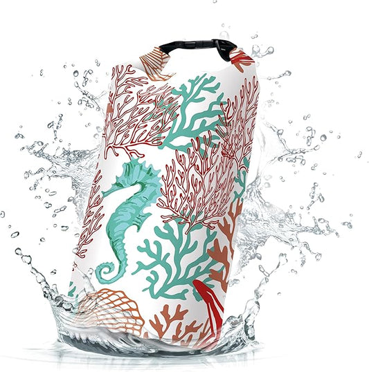 Waterproof Dry Bag,Roll Top Sea Turtle Starfish Coral Waterproof Backpack 5L/10L/20L Floating and Lightweight Bags for Kayaking, Boating, Fishing, Swimming and Camping