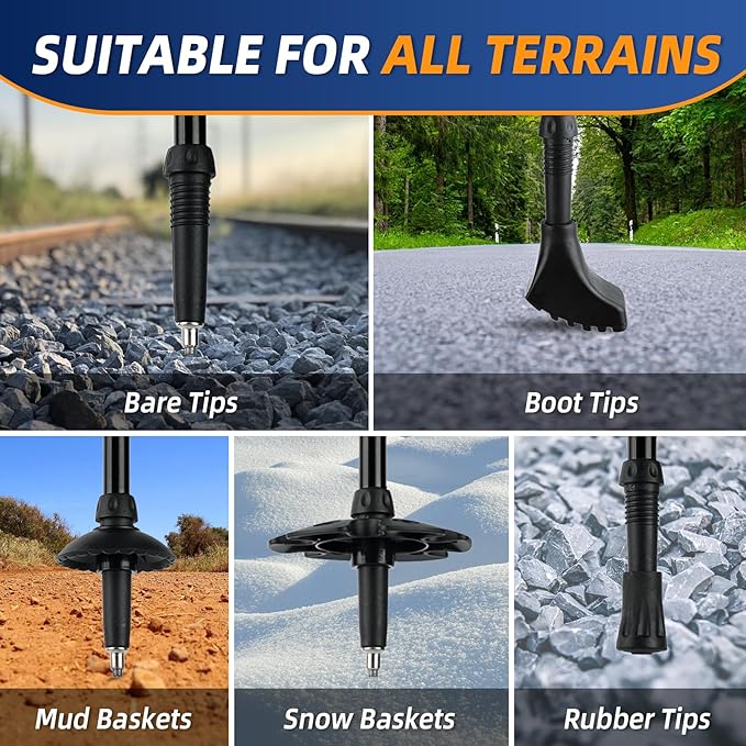 Lightweight Collapsible Trekking Poles for Hiking – 2 Pack Adjustable Hiking Poles, Aluminum Walking Sticks for Skiing, Nordic Walking, Retractable Walking Sticks for Seniors, Women, Men