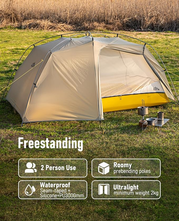 iClimb Ultralight 2 Person 3 Season Tent Waterproof for Outdoor Backpacking Camping Hiking Trekking Mountaineering