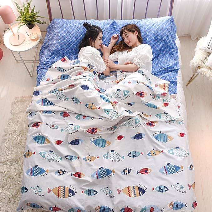 TRIWONDER Sleeping Bag Liner Cotton Camping Travel Sheet Sleep Sack Adult for Hostels Outdoor Picnic Planes Trains