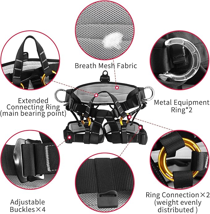 NewDoar Climbing Harness, Mountaineering Rock Climbing Harness, Half Body Harness for Rappelling Fire Rescuing Tree Climbing