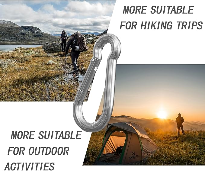 40 Pcs 3 Inch Spring Snap Hook Carabiners，M8 5/16 Inch Snap Hooks，Holding Capacity Spring Clips for Hammock Swing Outdoor Travel