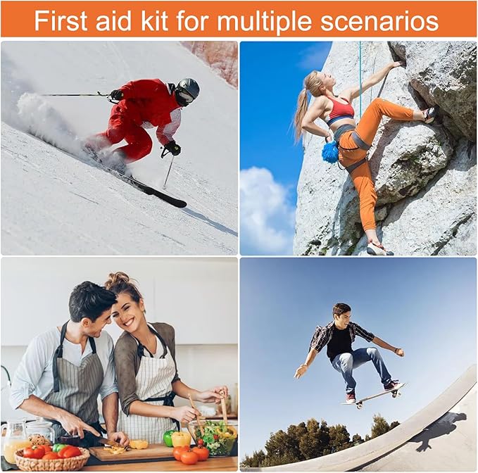 First Aid Kit Emergency Kit Camping Essentials Car-Home Orange First-Aid Bag - 277 Piece Emergency Supplies Hiking First Aid Kit for Backpack Survival Kits for Disaster Preparedness YIDERBO