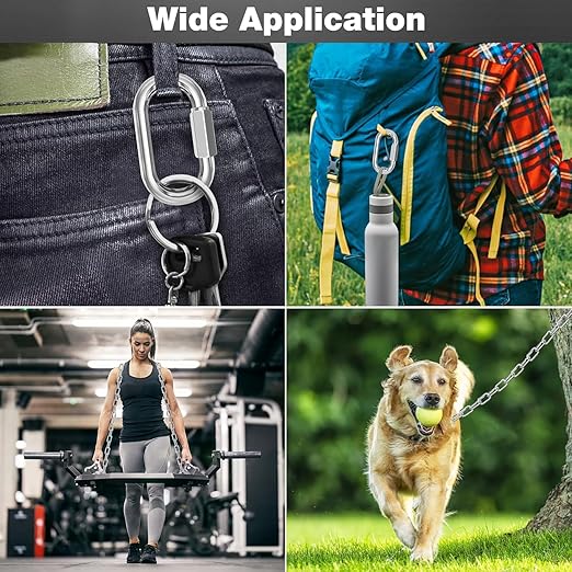 M4-30 Pack 1.61“ Quick Links Chain Connectors, 5/32″ Galvanized Chain Locking Carabiners Hooks, 330LBS Heavy Duty Thread Quick Link Clips, Twist Oval Keychain D Shape for Swing, Camping