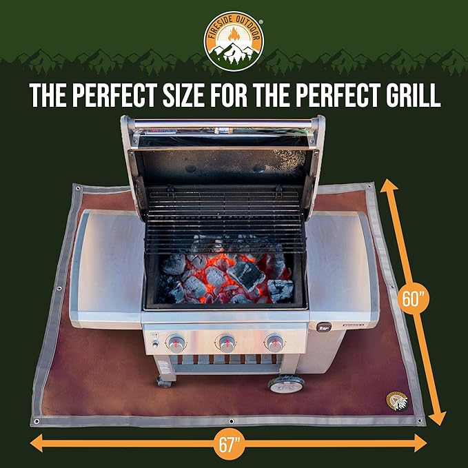 Fireside Outdoor Fire Pit Mats for Under Fire Pit - Grill Mats for Outdoor Grill, Fire Mat for Deck Protection, Fireproof Mat for Under Fire Pit, Outdoor Firepit Mat for Safe Use - Ember Mat, 67"x60"