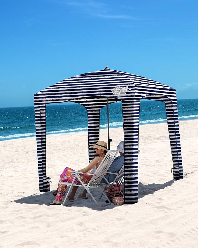 Qipi Beach Cabana - Easy to Set Up Canopy, Waterproof, Portable 6' x 6' Beach Shelter, Included Side Wall, Shade with UPF 50+ UV Protection, Ultimate Sun Umbrella - for Kids, Family & Friends