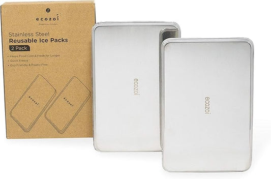 Stainless Steel Lunch Chillers - Ice Packs for Lunch Bags, Lunch Boxes, Bento Boxes and Coolers - 2 Pack, Plastic-Free and Sustainable