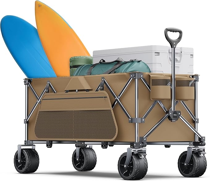 440Lbs Collapsible Wagon Cart with Big Wheels, Ideal for Beach, Camping, Garden, Sports & Transport