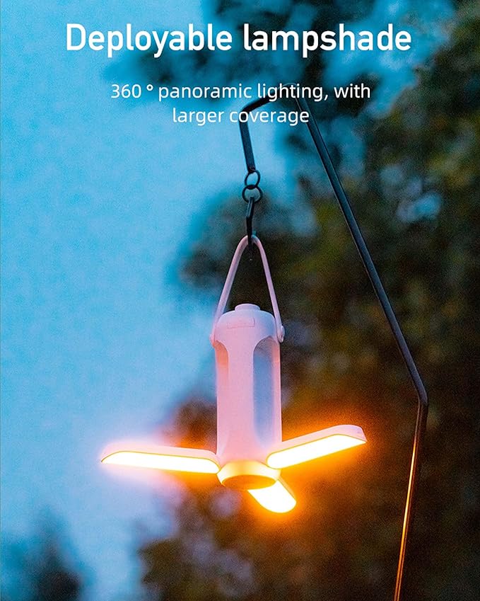 Camping Lantern, Portable Outdoor Light Folding Flashlight Large Capacity Emergency Power Supply Rechargeable Light for Backpacking, Hiking, Fishing, Emergency, Hurricane