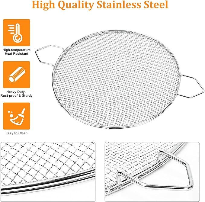 Uniflasy Fire Pit Shield and Cooking Grate for Solo Stove Ranger 15",304 Stainless Steel Spark Screen Cooking Grate for Backyard & Outdoor Fire Pits,Fire Pit Accessory Kits for Solo Stove Ranger