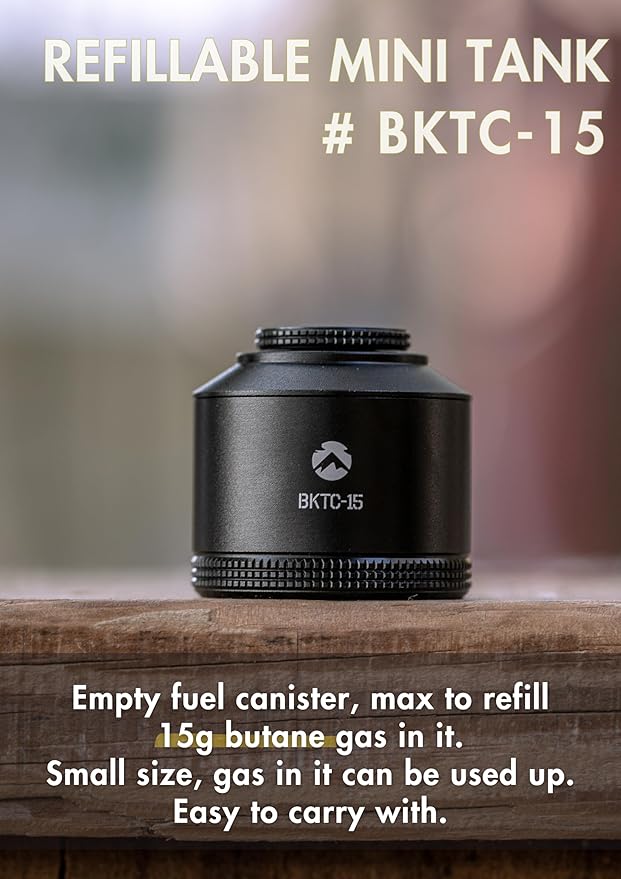 CAMPINGMOON Refillable Gas Canister Empty Pocket Tank for Gas Lantern Backpacking Camping 15g Black BKTC-15