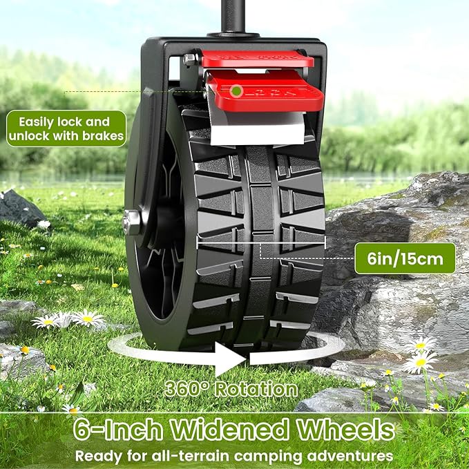 Folding Wagon Cart with Wheels, 180L 330LBS Heavy Duty Utility Wagon, Beach Wagon with All-Terrain Wheels, Portable Grocery Wagons for Camping, Shopping, Garden, Sports, Black