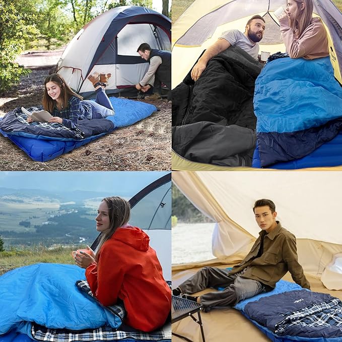 Backpacking Flannel Sleeping Bag Lightweight for Adults Hiking Ultralight Compact Sleeping Bag Portable Warm Weather Summer with Compression Sack