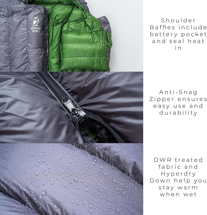 Summit Sleeping Bag 800+ Fill Power Starting Under 2lbs Ultralight Backpacking Mummy Down Sleeping Bag for Lightweight Hiking & Camping