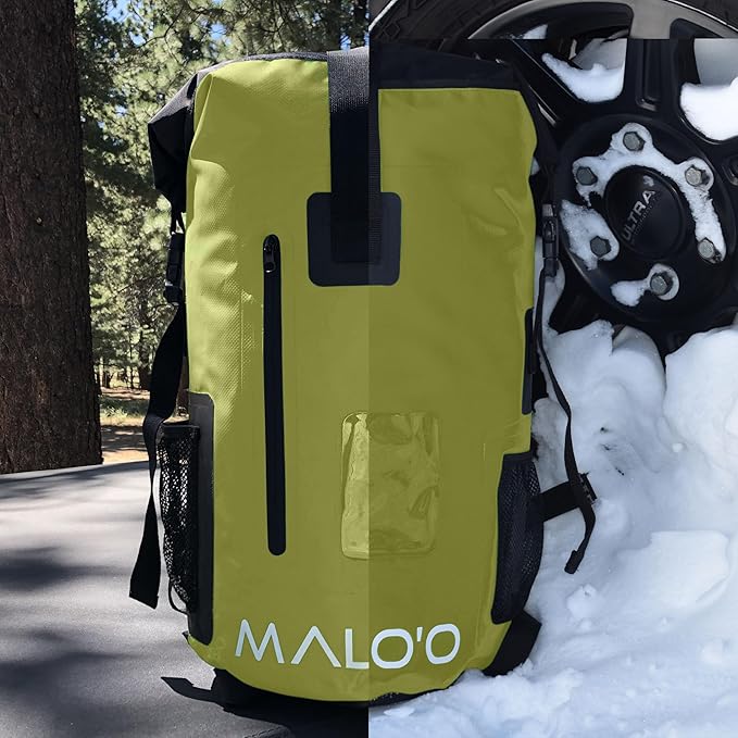 Malo'o 30L Waterproof Roll-Top Backpack - Ideal for Beach, Backpacking, Fishing, and Kayaking - Heavy-Duty Beach and Boat Accessory