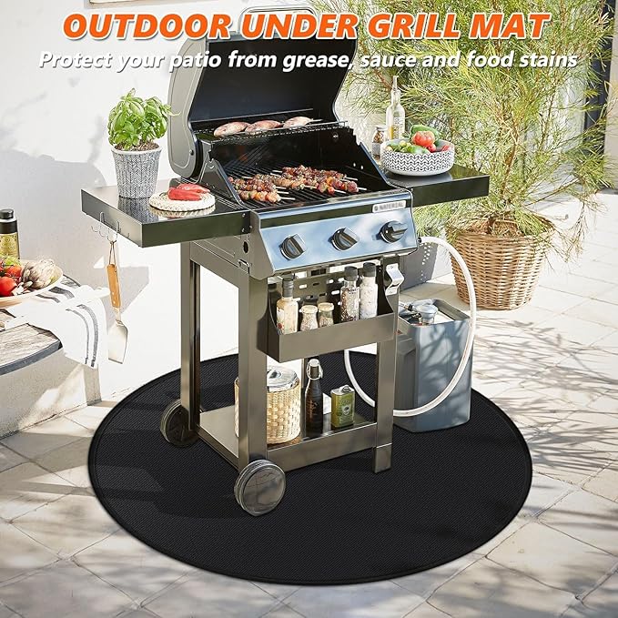 42" Round Fire Pit Mat for Solo Stove Bonfire/Under Grill Mat for Outdoor Grill Fireproof Waterproof Oil-Proof, 4 Layers Fireproof Mat Fireplace Mat Grill Pads Solo Stove Mat Deck Patio Grass Smoker