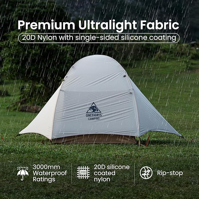 OneTigris Mona Ultralight 1 Person Tent, 3 Season Tent Waterproof for Camping Hiking Backpacking Trekking 3000mm Waterproof